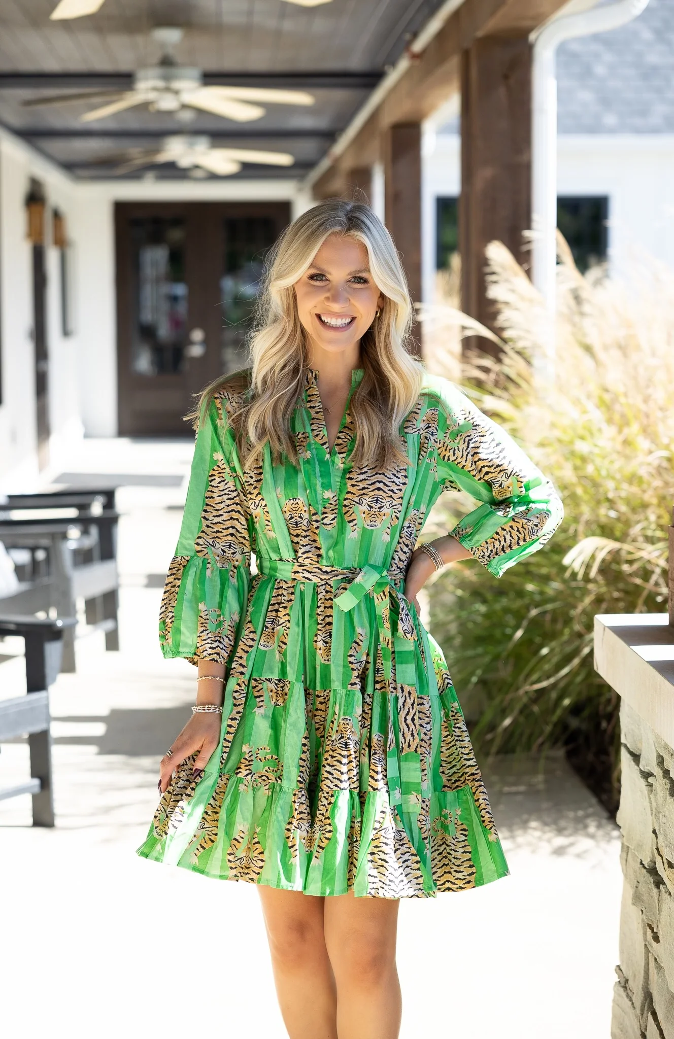 Green Tiger Mini Dress - Image 2