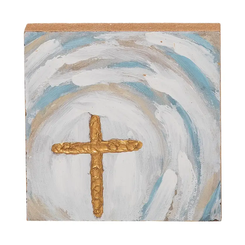 Handpainted Cross Wood Block