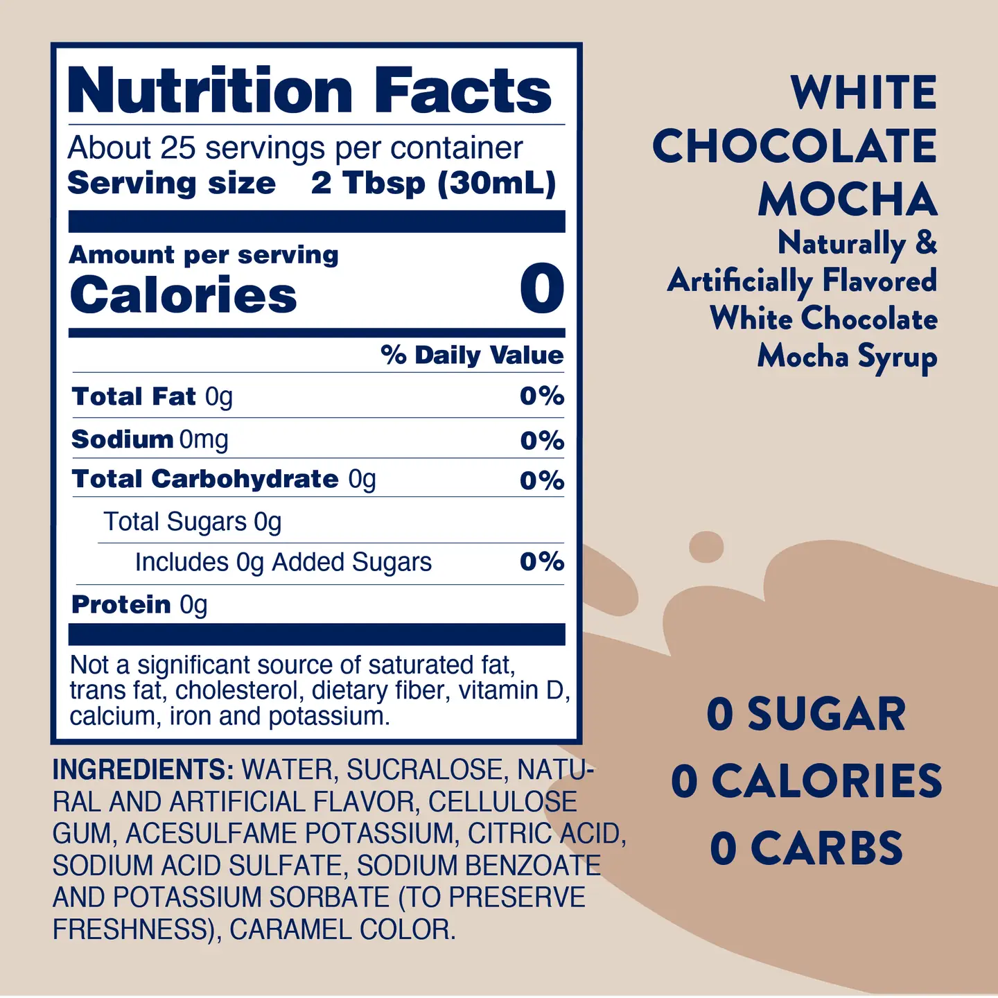Sugar Free White Chocolate Mocha Syrup - Image 3