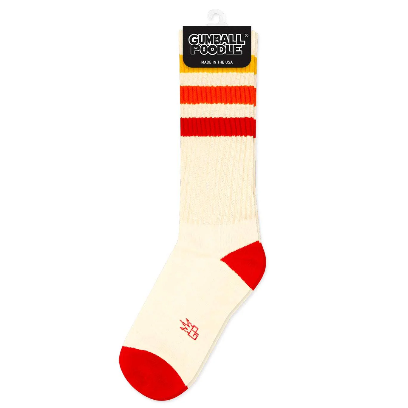 Tiger Retro Gym Crew Socks Orange Red Stripes - Image 3