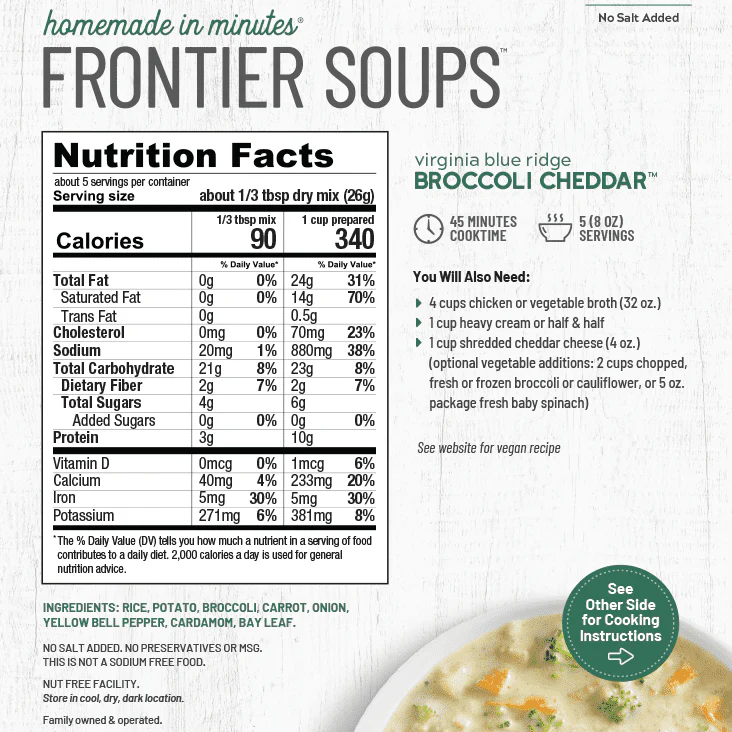 Virginia Blue Ridge Broccoli Cheddar Soup Mix - Image 3