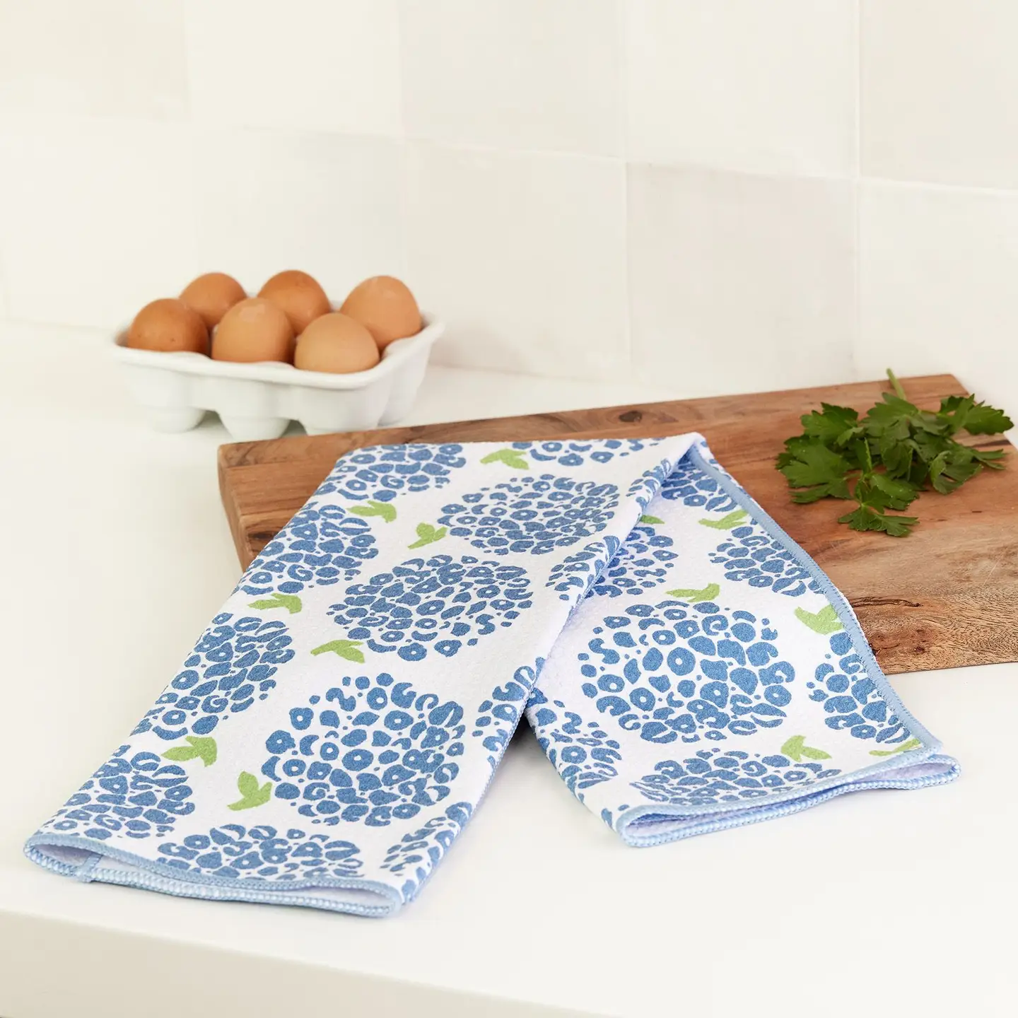 White Hydrangea Tea Towel